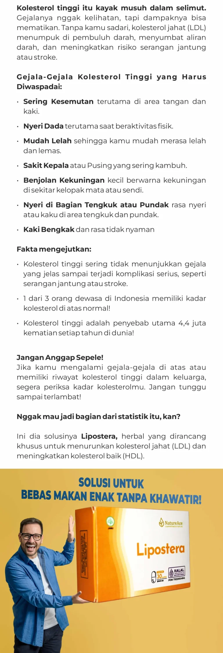 Lipostera jamu kolesterol